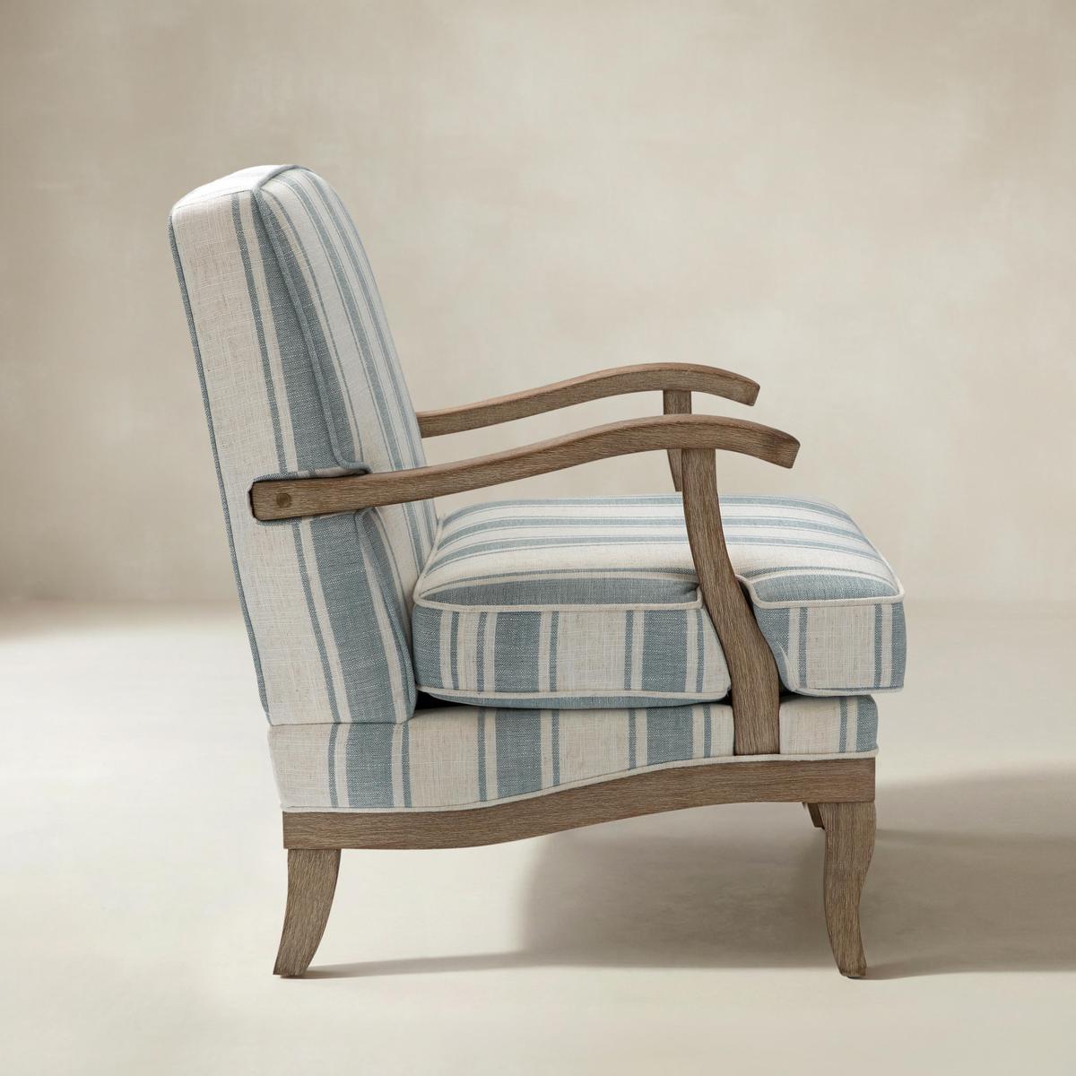 Randolph Elegant Farmhouse Style Armchair with Solid Wood Arms