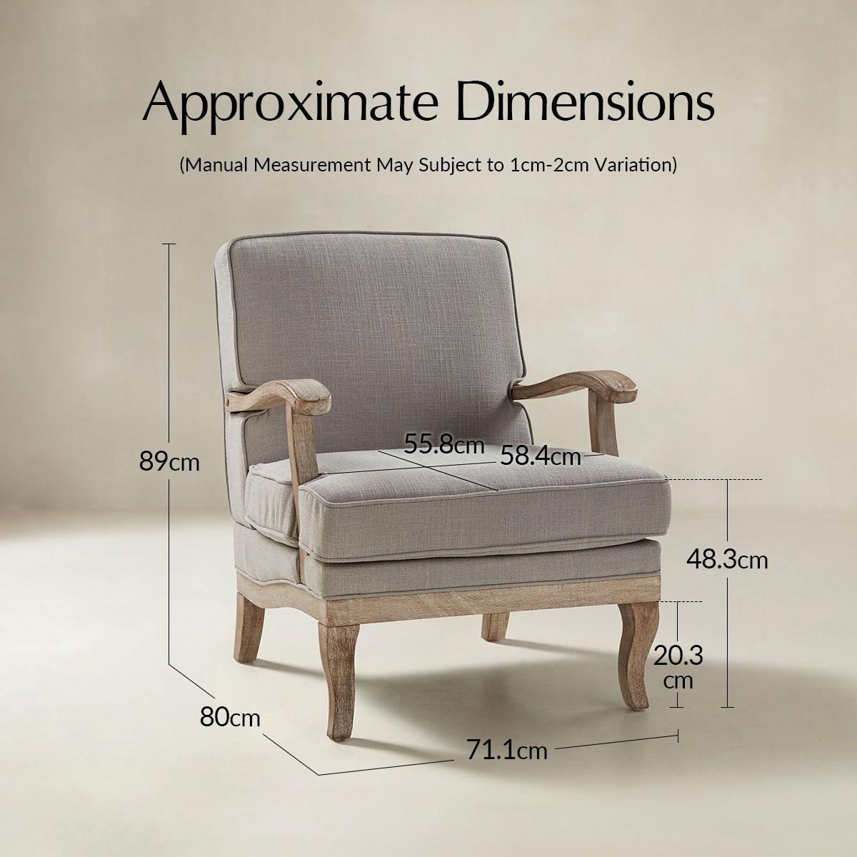 Randolph Farmhouse Upholstered Accent Chair with Solid Wood Arms