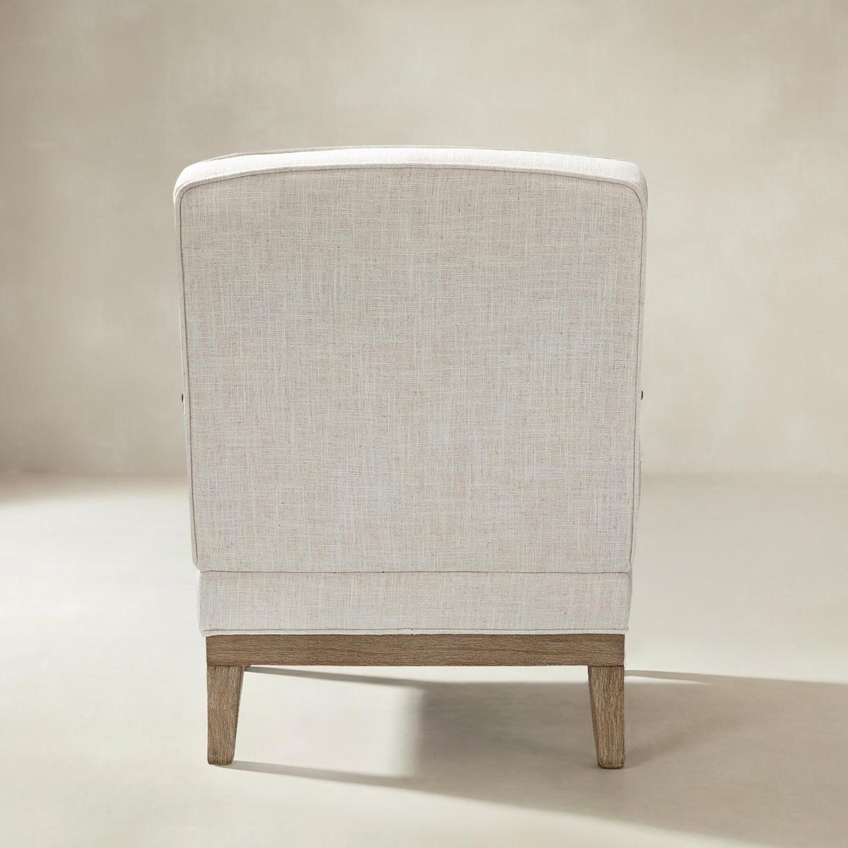 Randolph Farmhouse Upholstered Accent Chair with Solid Wood Arms