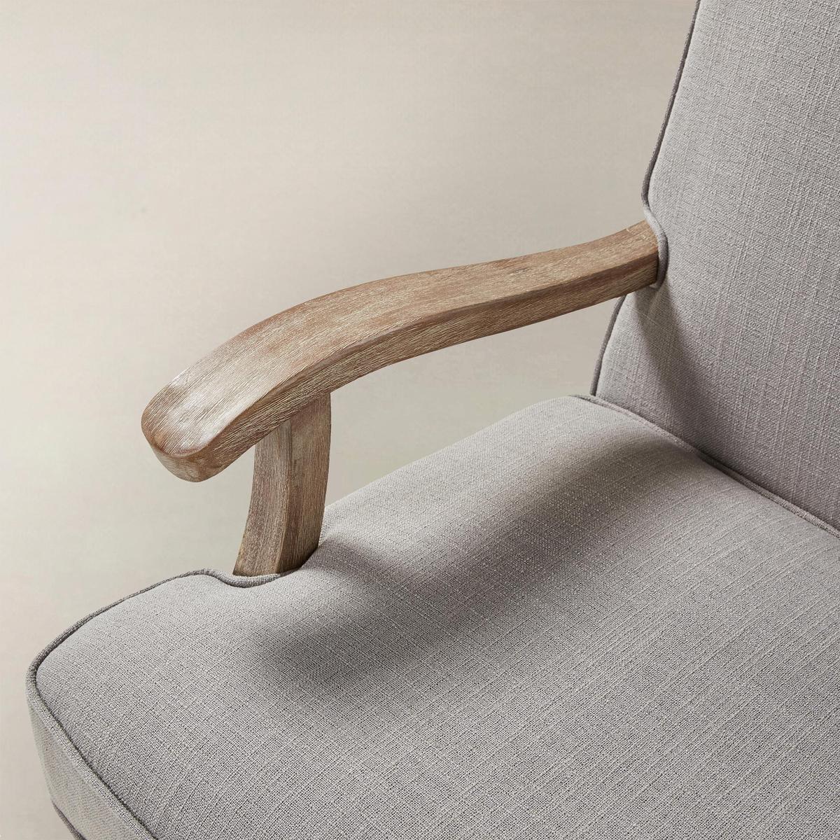 Randolph Farmhouse Upholstered Accent Chair with Solid Wood Arms