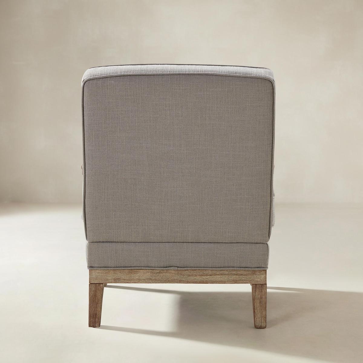 Randolph Farmhouse Upholstered Accent Chair with Solid Wood Arms