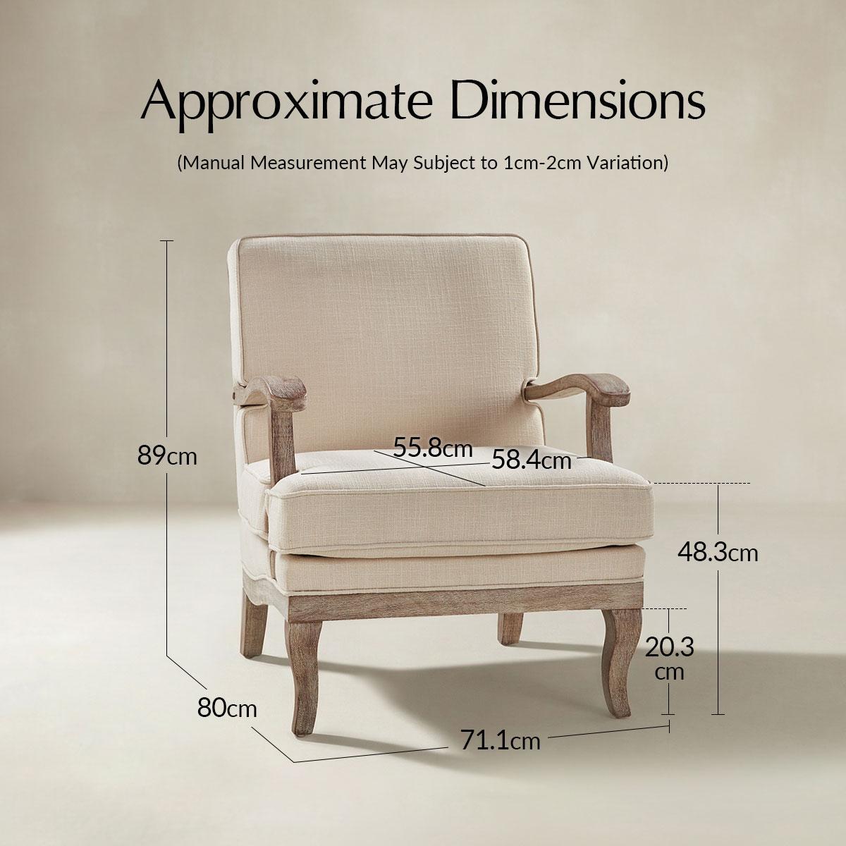 Randolph Farmhouse Upholstered Accent Chair with Solid Wood Arms