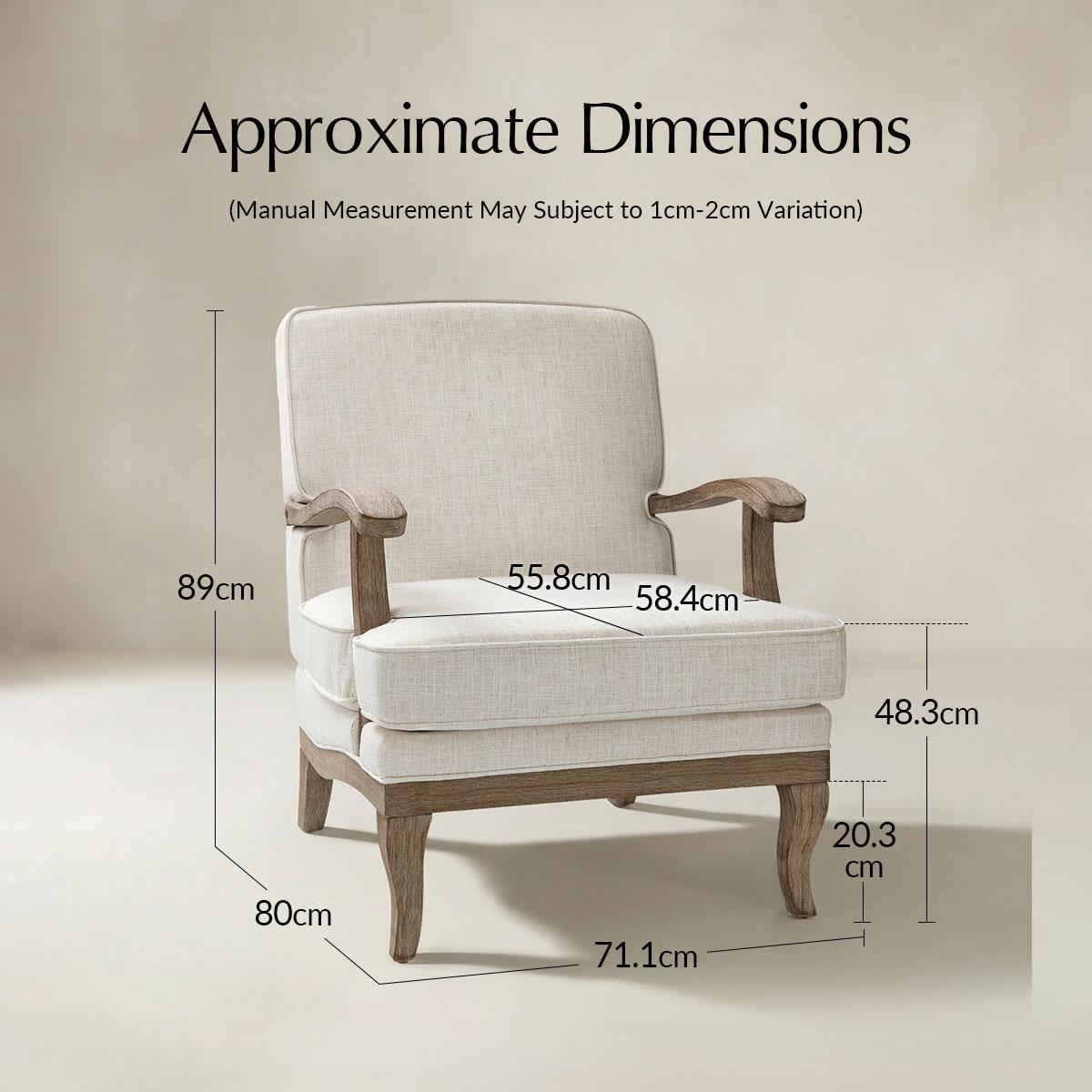 Randolph Farmhouse Upholstered Accent Chair with Solid Wood Arms