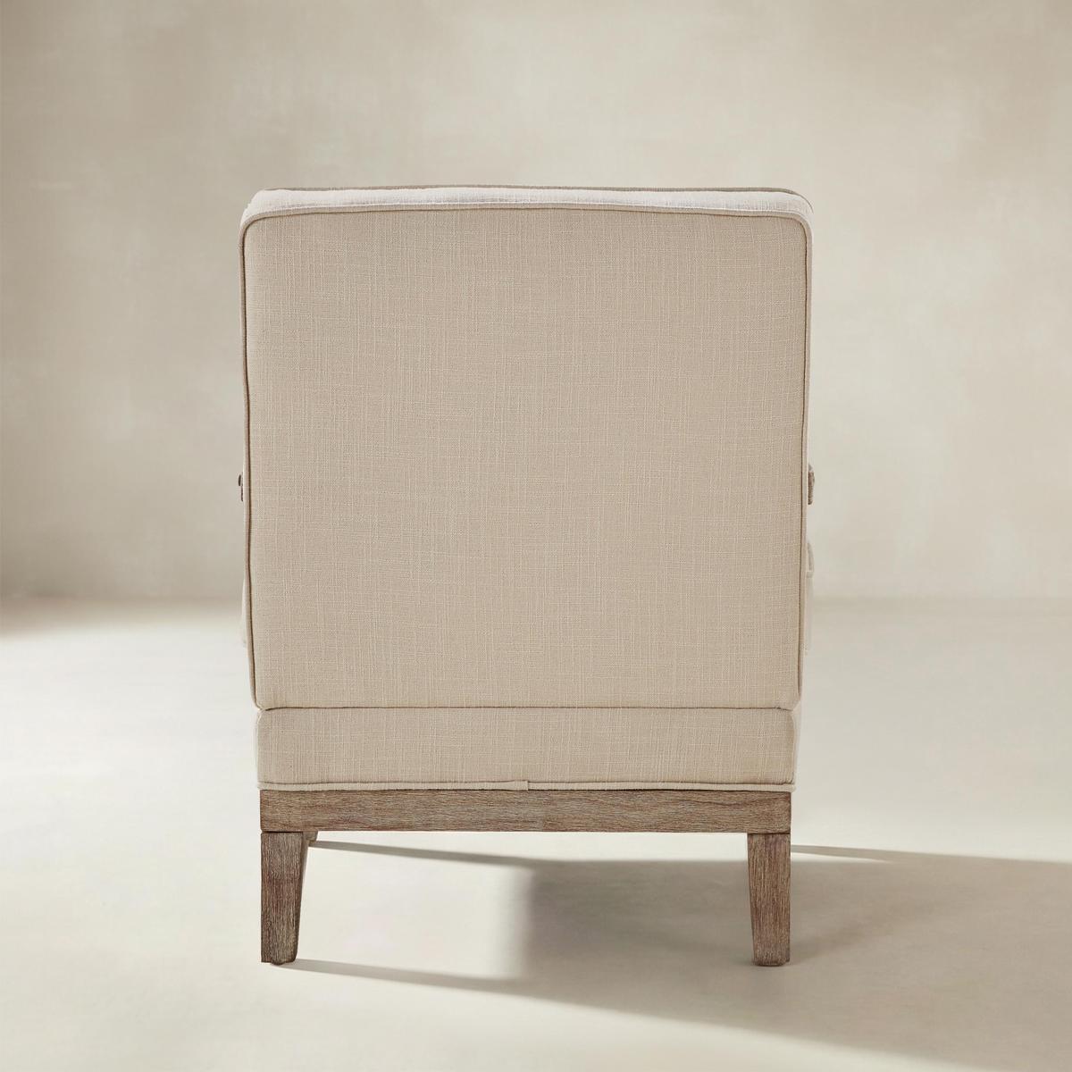 Randolph Farmhouse Upholstered Accent Chair with Solid Wood Arms