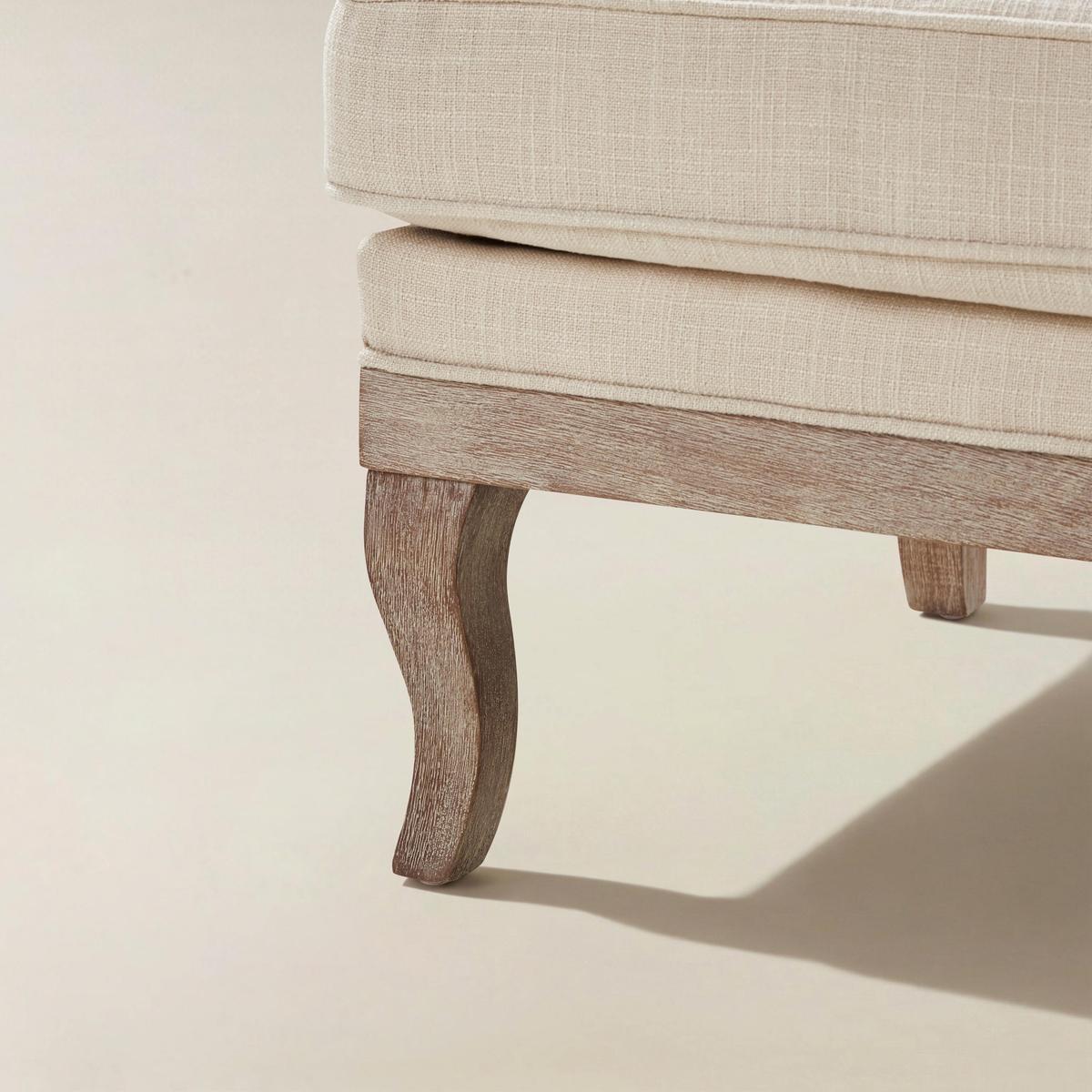 Randolph Farmhouse Upholstered Accent Chair with Solid Wood Arms