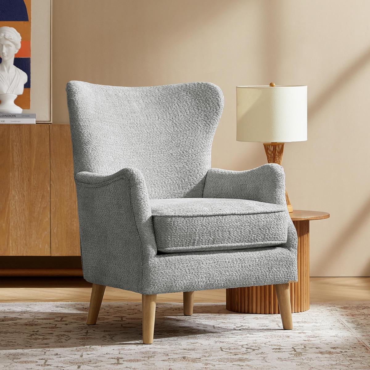 Dorothy Upholstered Armchair with Rubber Wood & Durable Legs