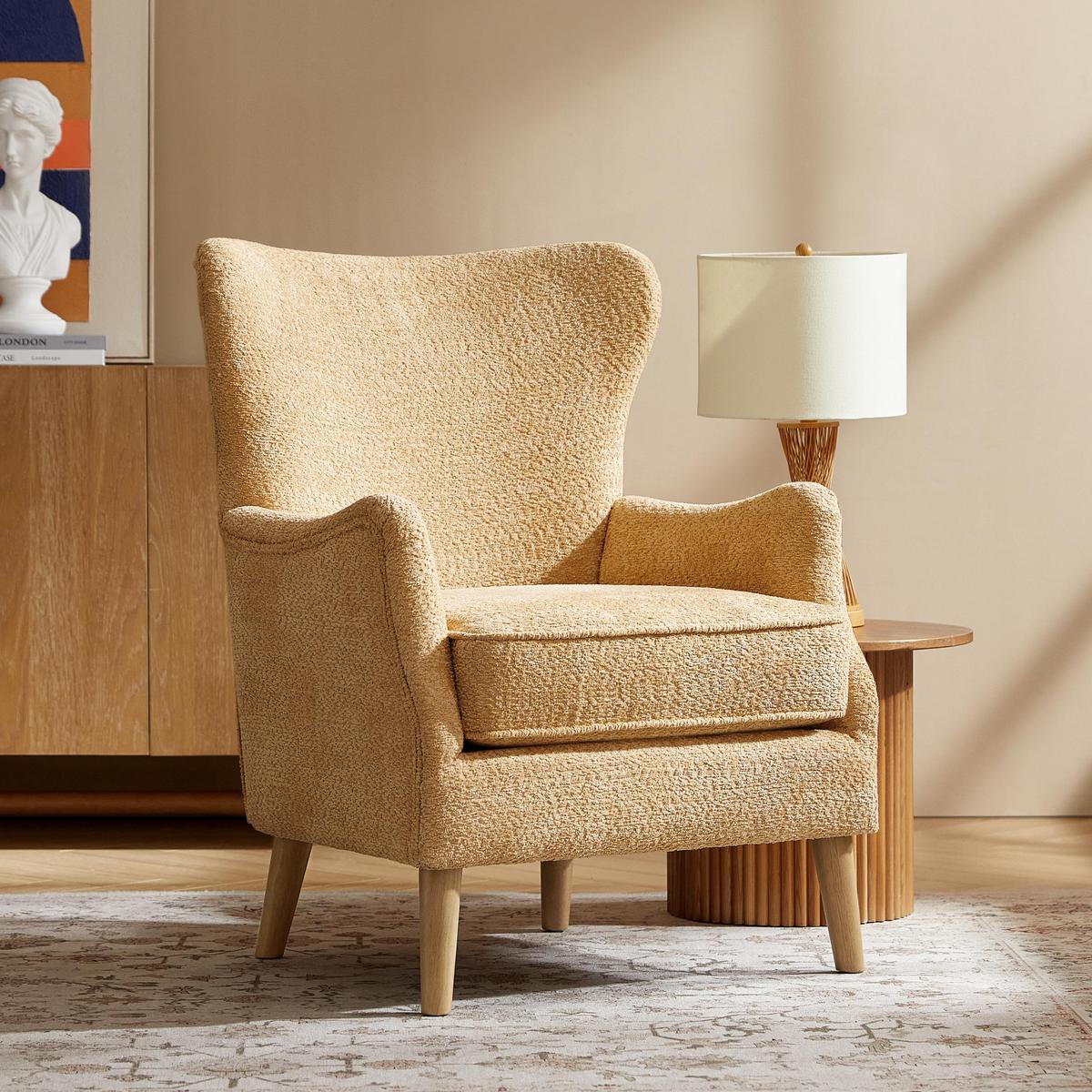 Dorothy Upholstered Armchair with Rubber Wood & Durable Legs