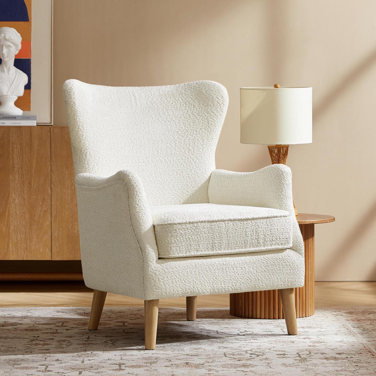 Dorothy Upholstered Armchair with Rubber Wood & Durable Legs
