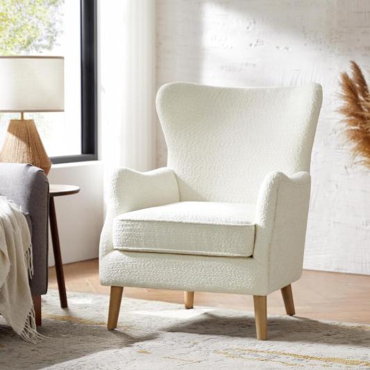 Dorothy Upholstered Armchair with Rubber Wood &amp; Durable Legs
