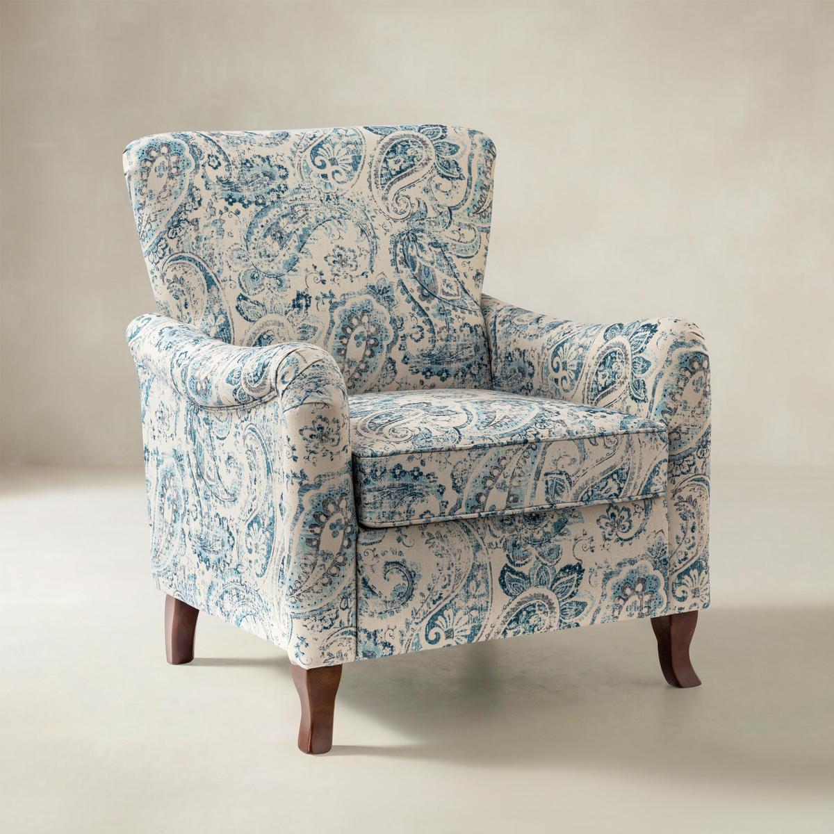 Raimund Farmhouse Floral Wingback Upholstered Armchair