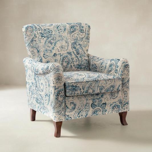Raimund Farmhouse Floral Wingback Upholstered Armchair