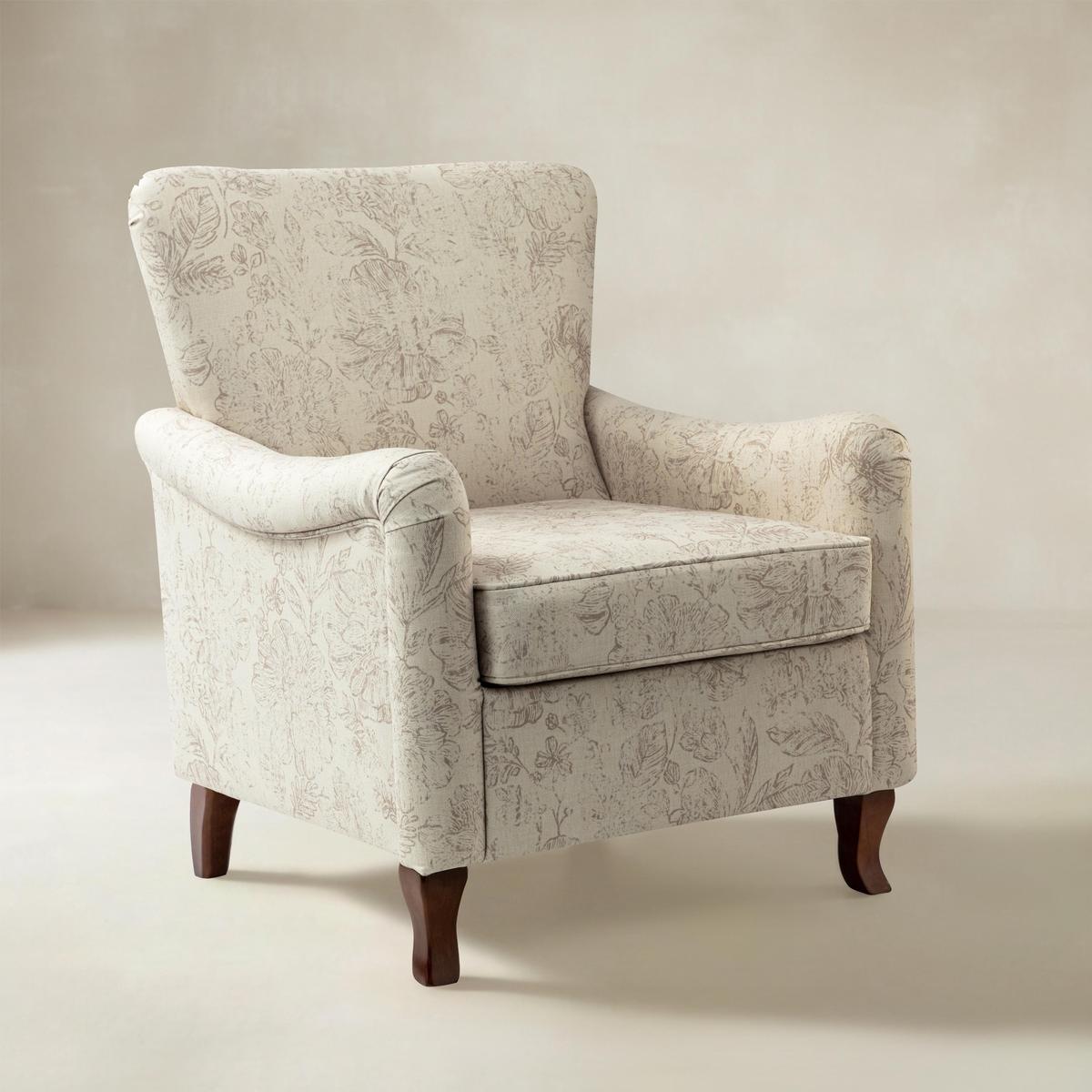 Raimund Farmhouse Floral Wingback Upholstered Armchair