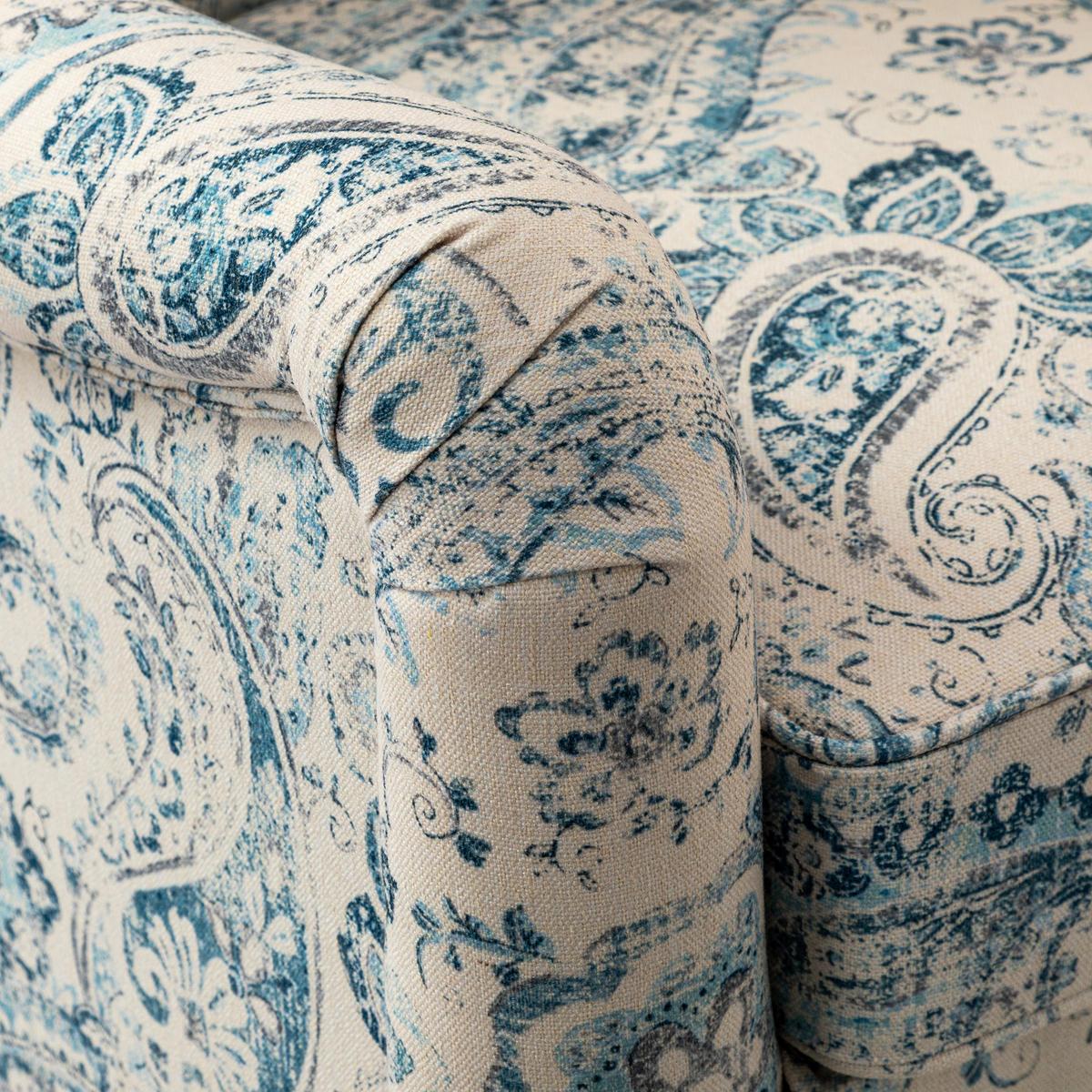 Raimund Farmhouse Floral Wingback Upholstered Armchair