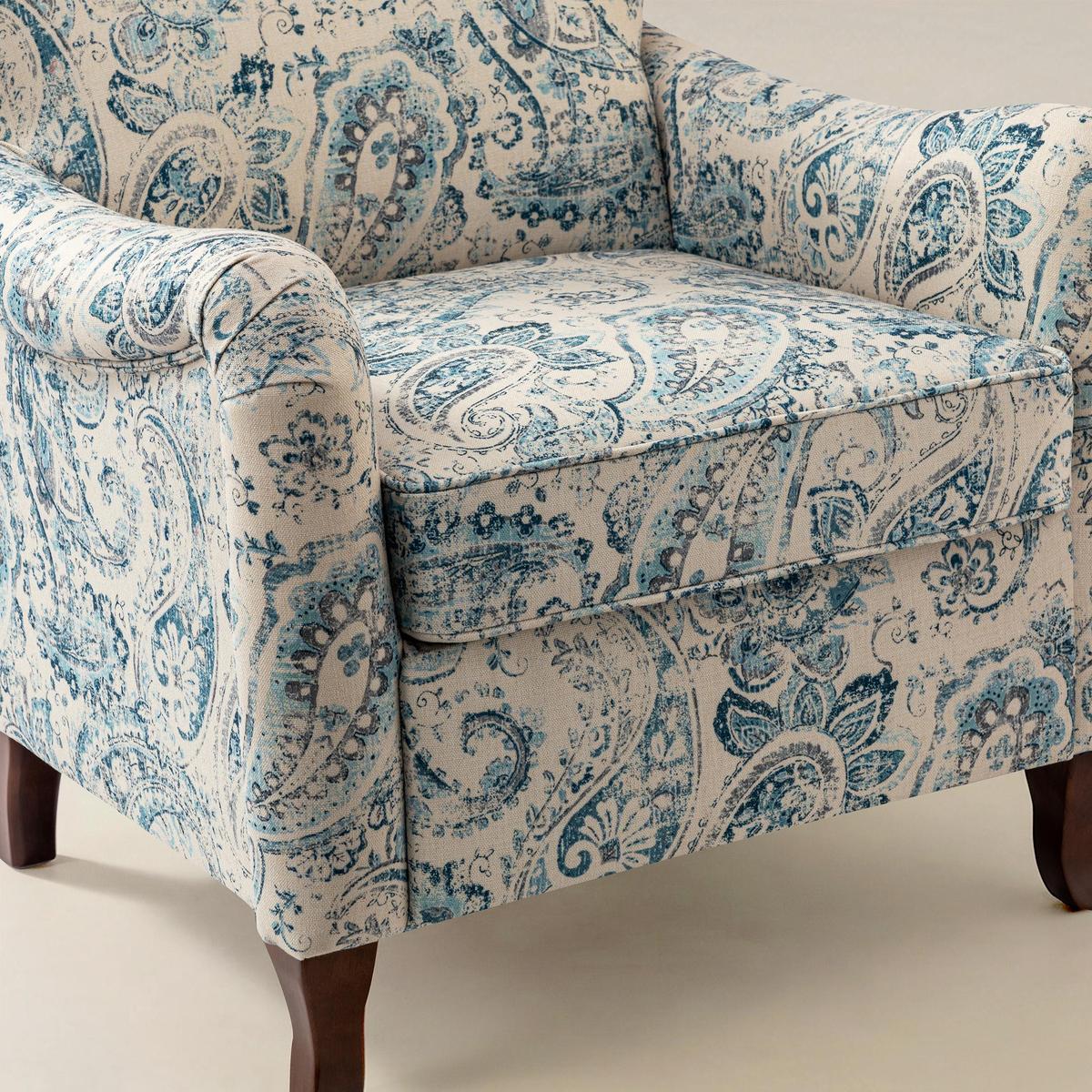 Raimund Farmhouse Floral Wingback Upholstered Armchair