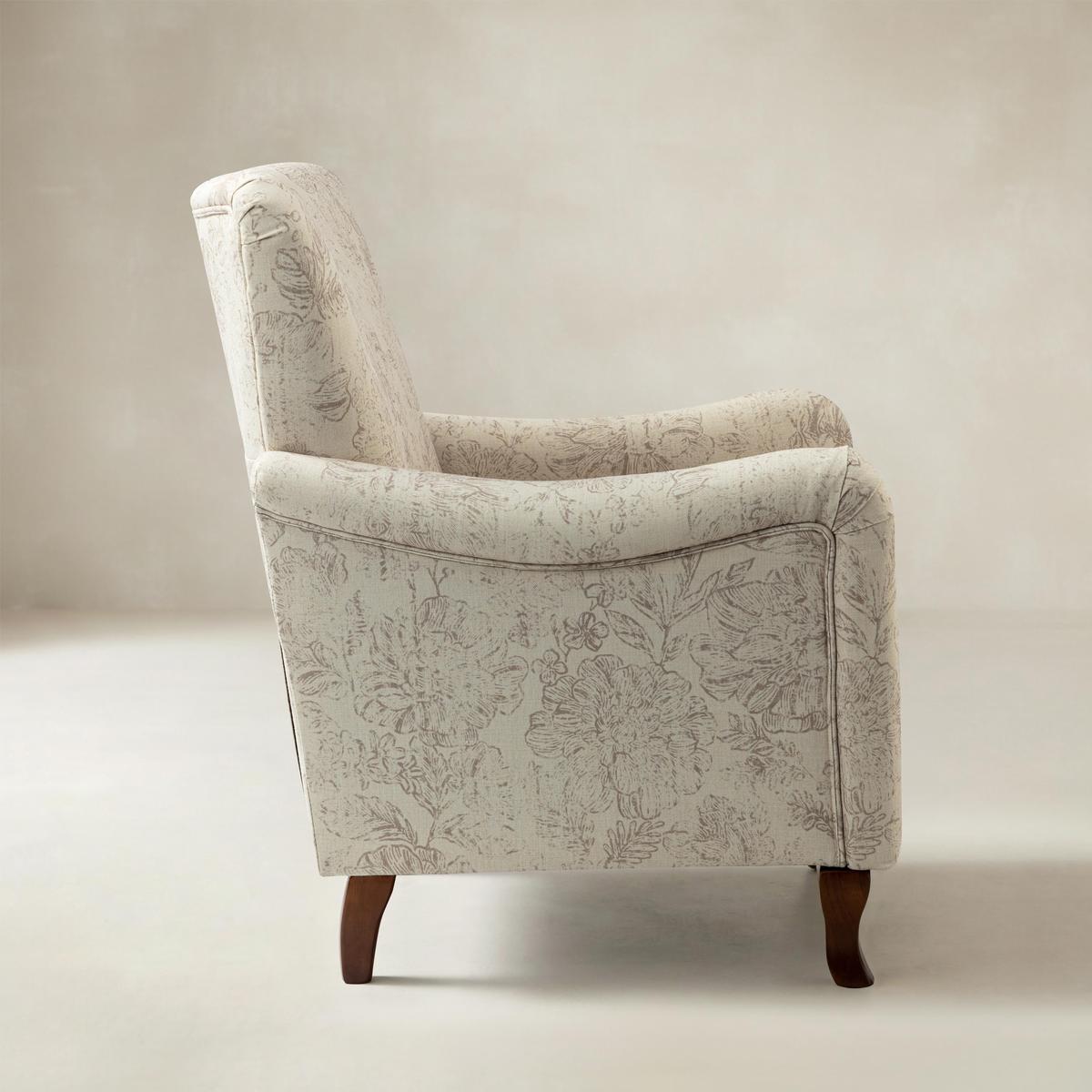 Raimund Farmhouse Floral Wingback Upholstered Armchair