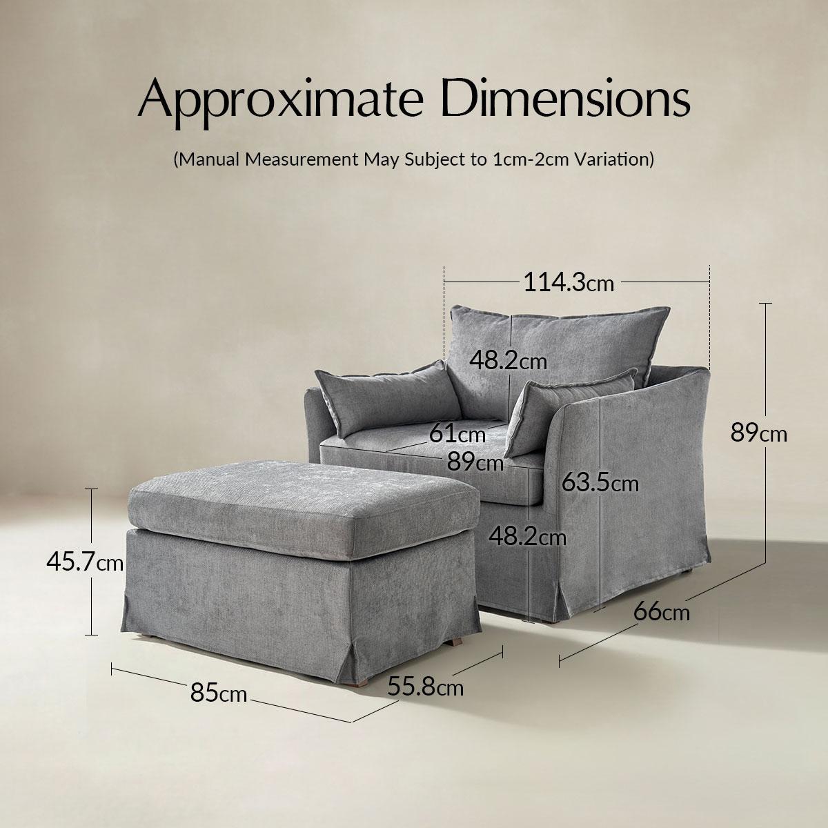 Miles Farmhouse Slipcovered Armchair with Large Ottoman