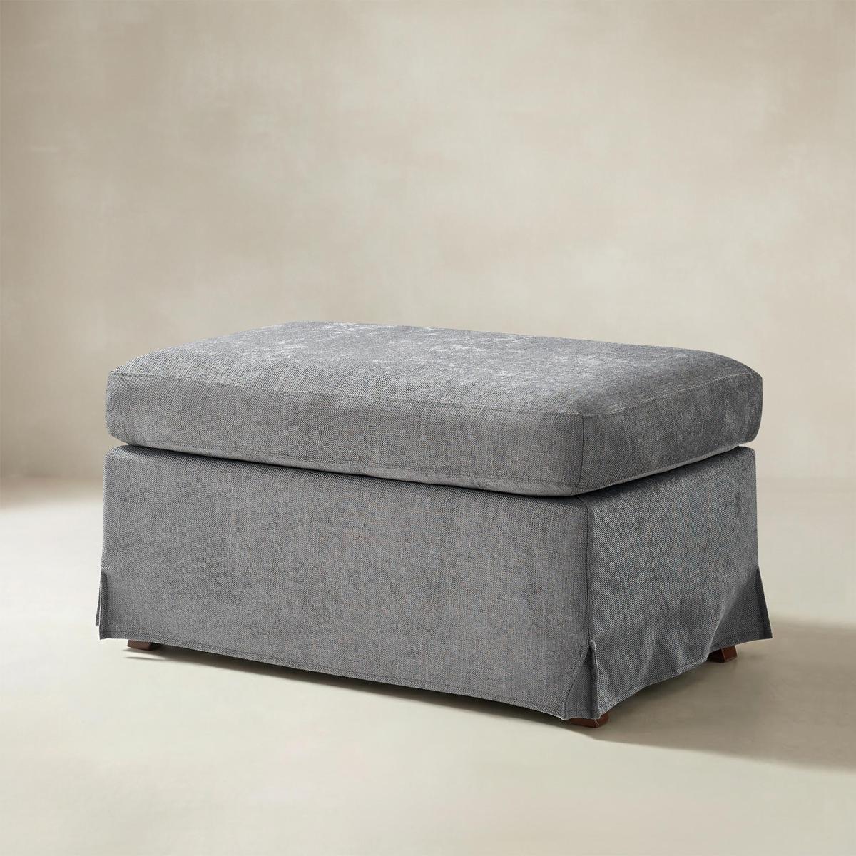 Miles Farmhouse Slipcovered Armchair with Large Ottoman