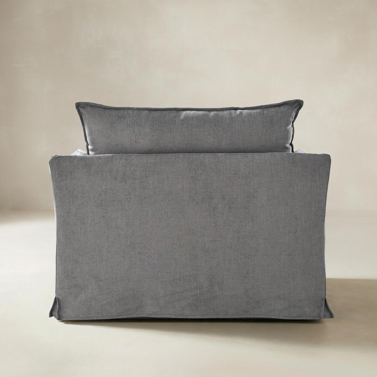 Miles Farmhouse Slipcovered Armchair with Large Ottoman