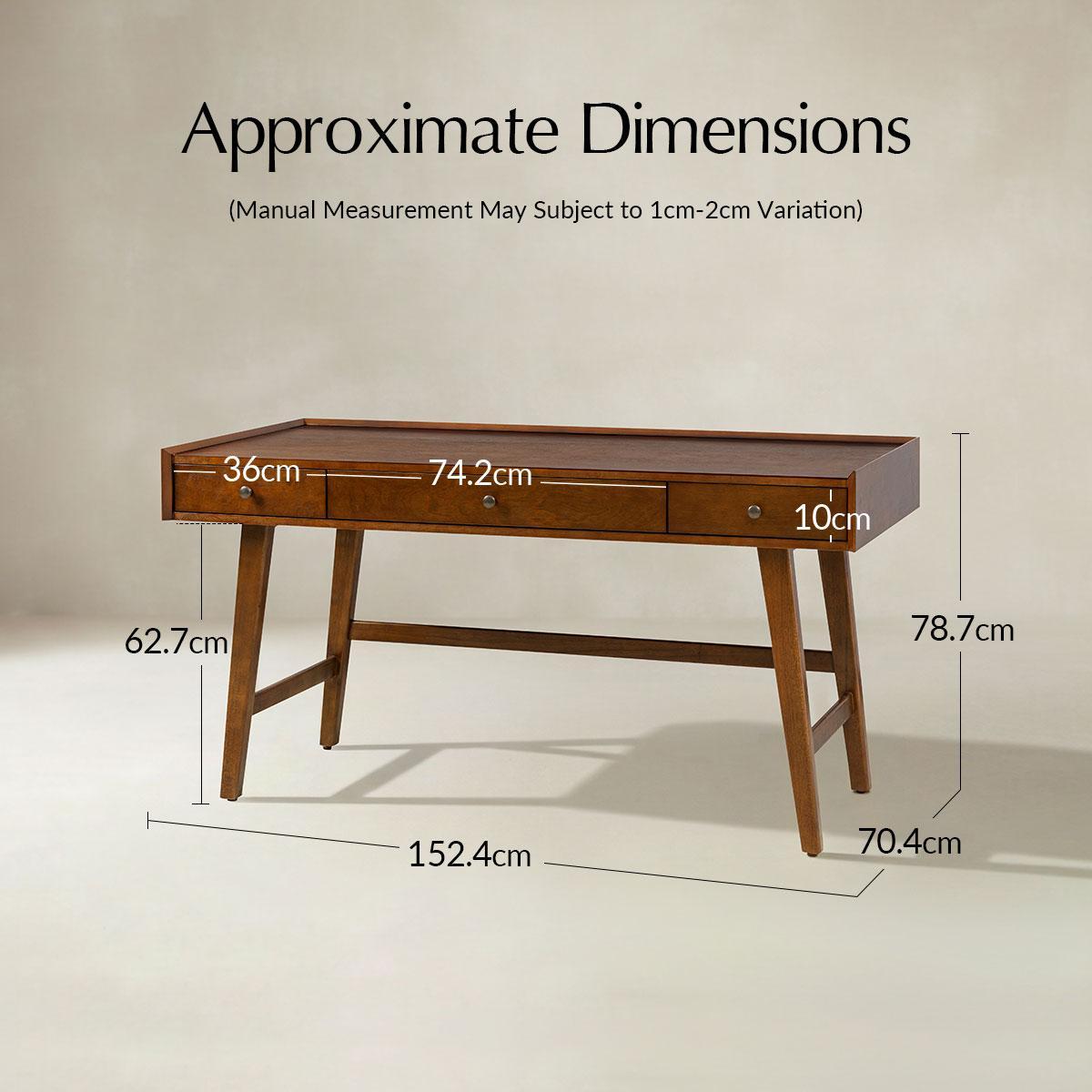 Charlotte Mid-Century Desk with Drawers & Charging Station