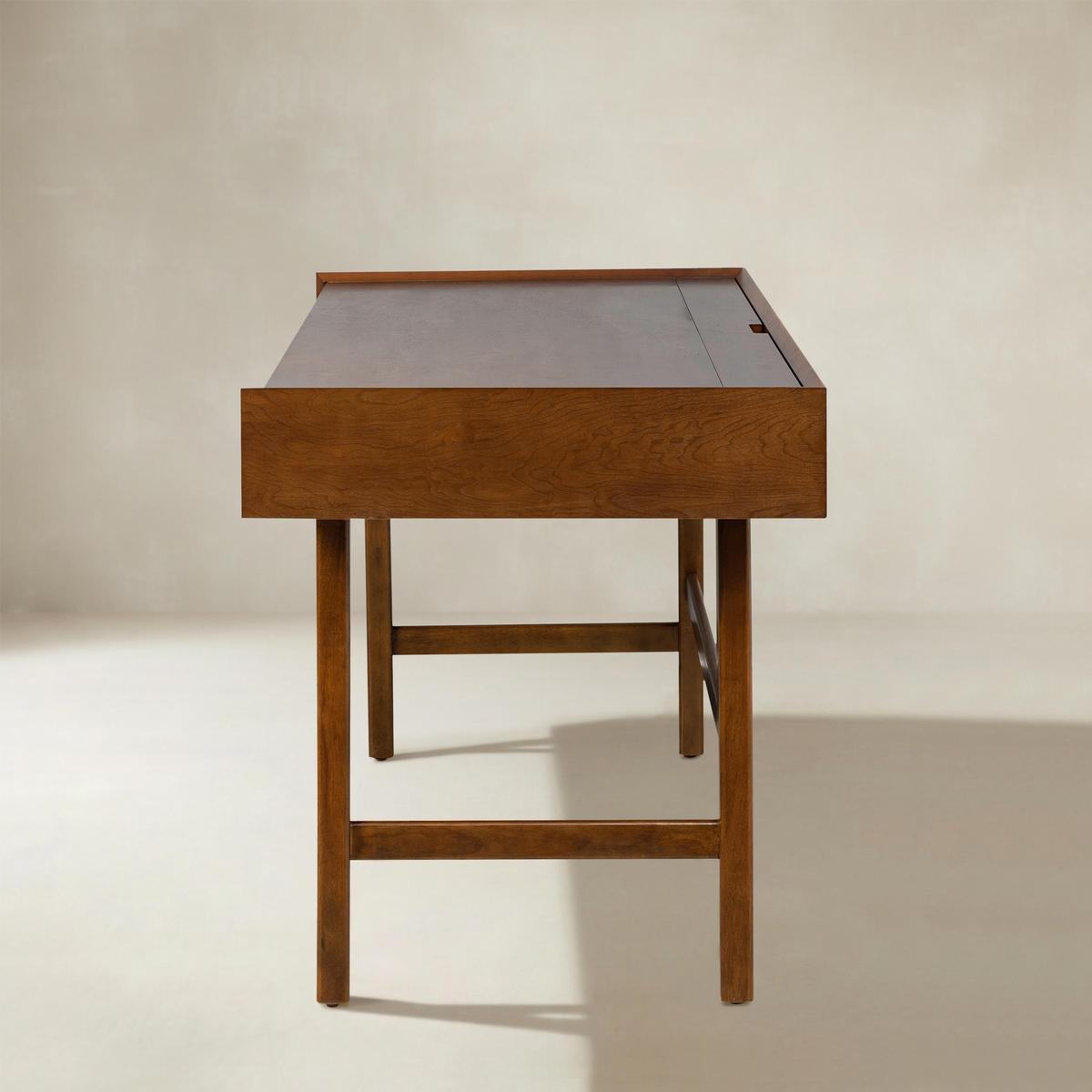 Charlotte Mid-Century Desk with Drawers & Charging Station