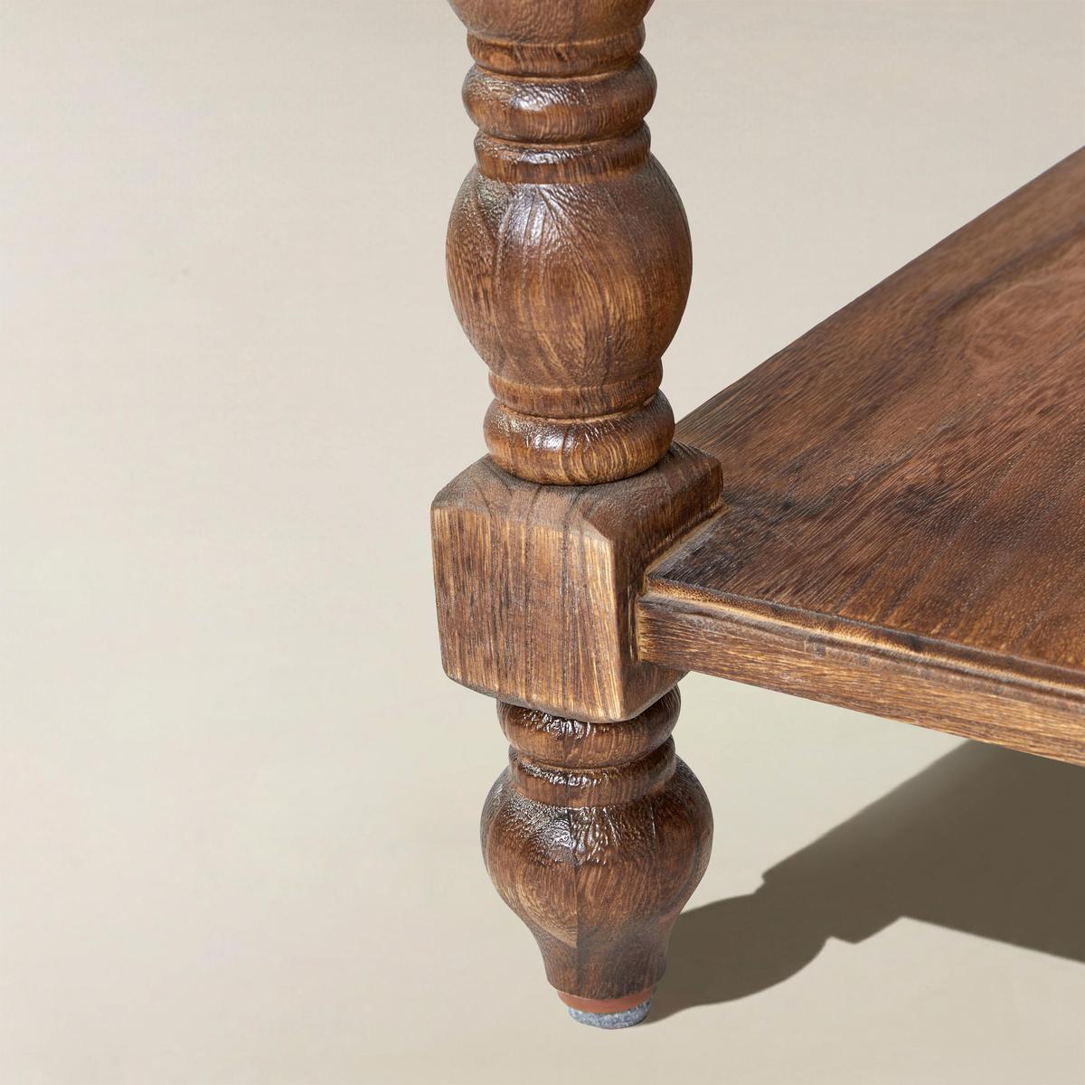 Ira Farmhouse Solid Wood End Table with Built-in Charging Outlets