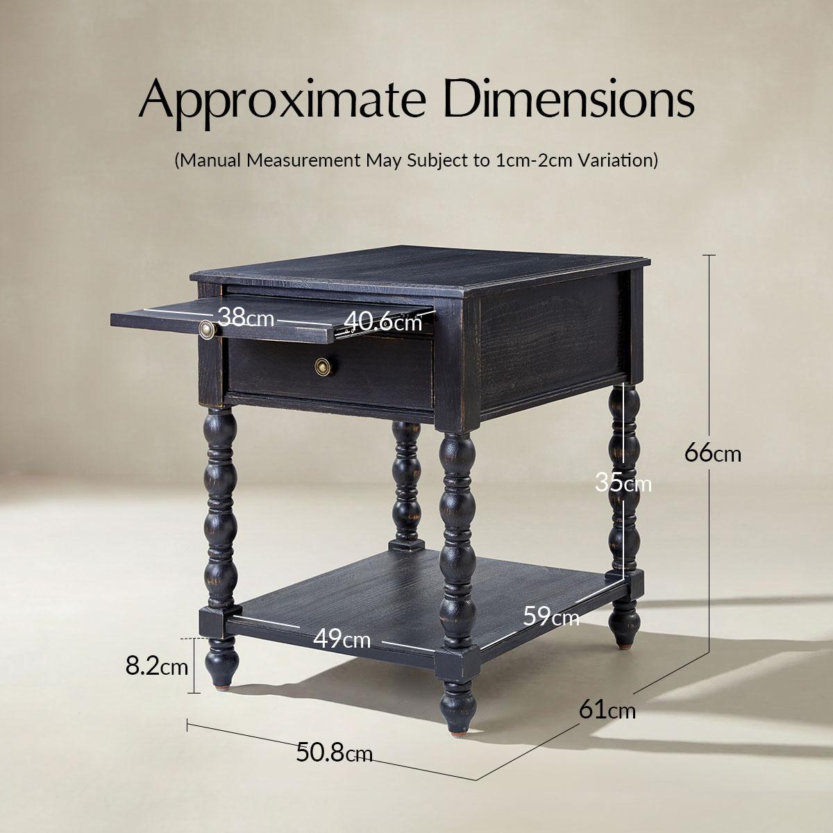 Ira Farmhouse Solid Wood End Table with Built-in Charging Outlets