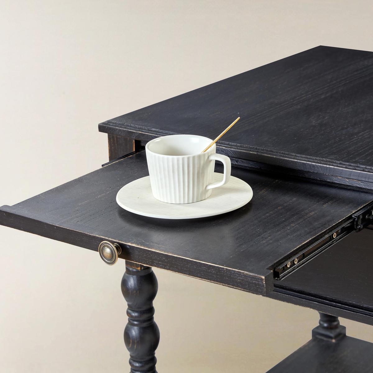 Ira Farmhouse Solid Wood End Table with Built-in Charging Outlets