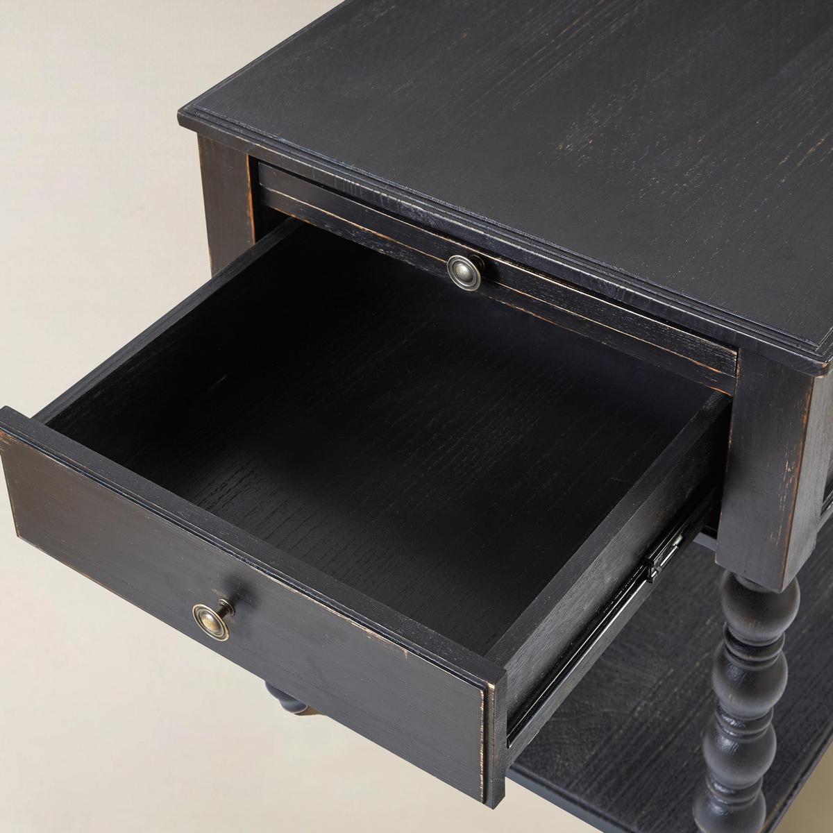 Ira Farmhouse Solid Wood End Table with Built-in Charging Outlets