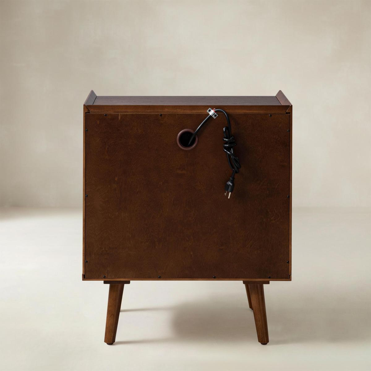 Janet 3 Drawer Mid Century Bedside Table with Charging Station