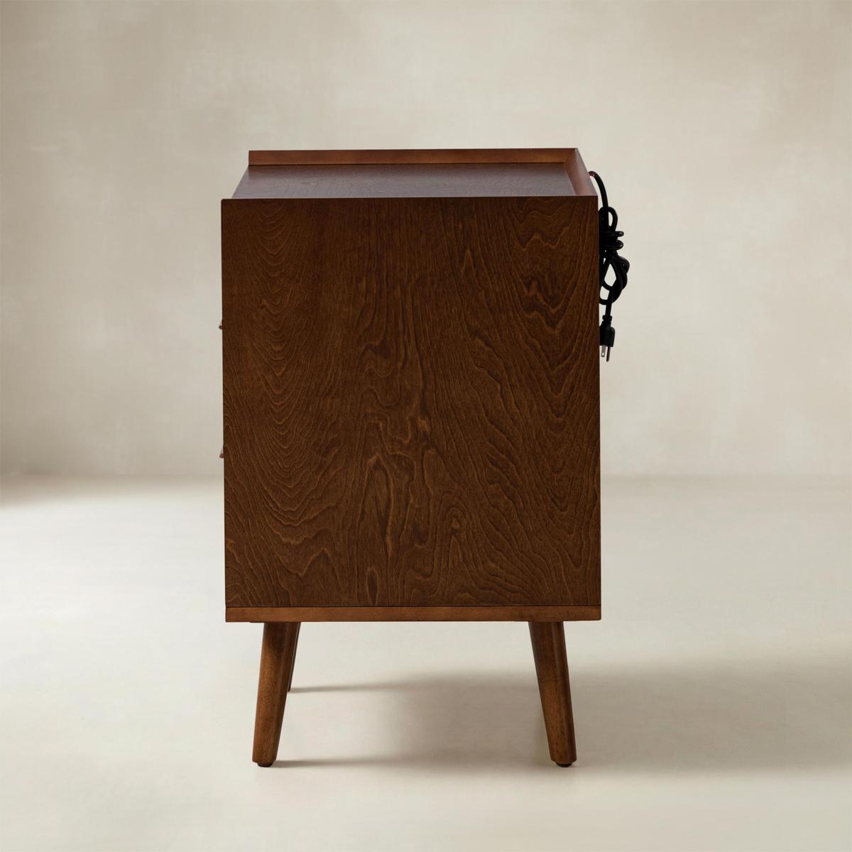 Janet 3 Drawer Mid Century Bedside Table with Charging Station