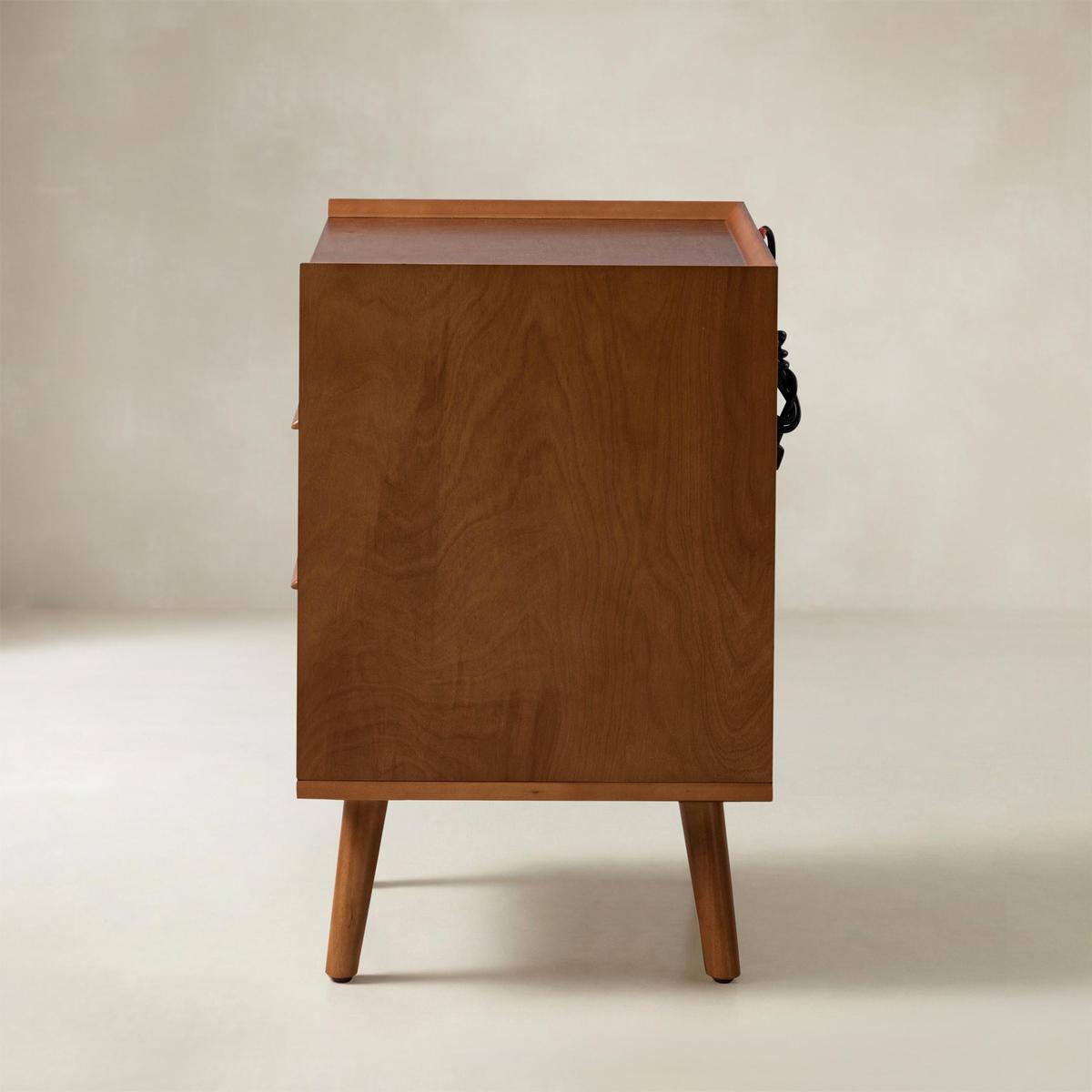 Janet 3 Drawer Mid Century Bedside Table with Charging Station