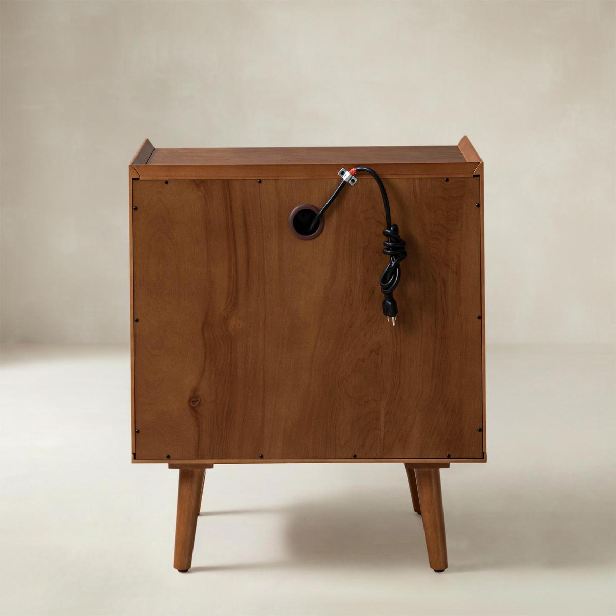 Janet 3 Drawer Mid Century Bedside Table with Charging Station