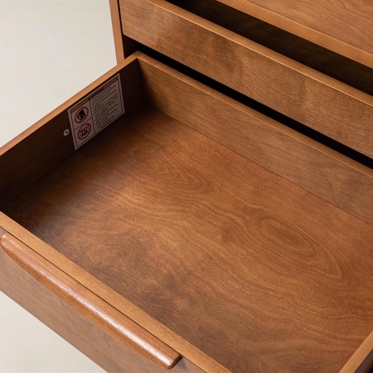 Janet 3 Drawer Mid Century Bedside Table with Charging Station