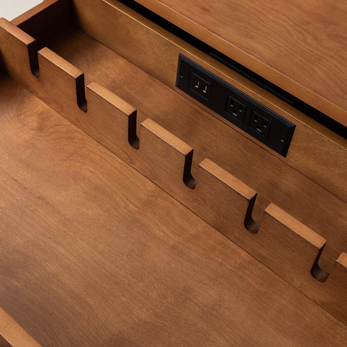 Janet 3 Drawer Mid Century Bedside Table with Charging Station