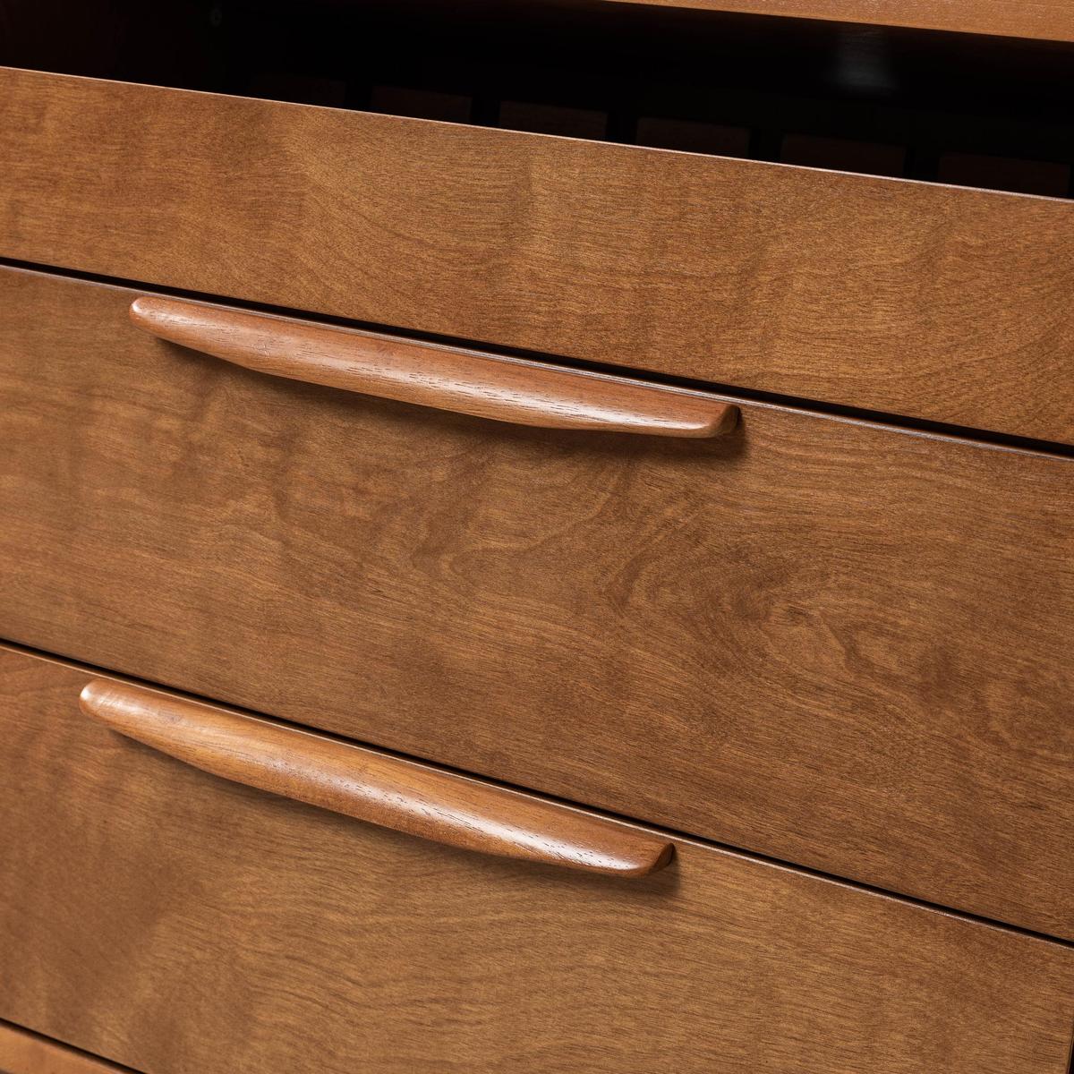 Janet 3 Drawer Mid Century Bedside Table with Charging Station