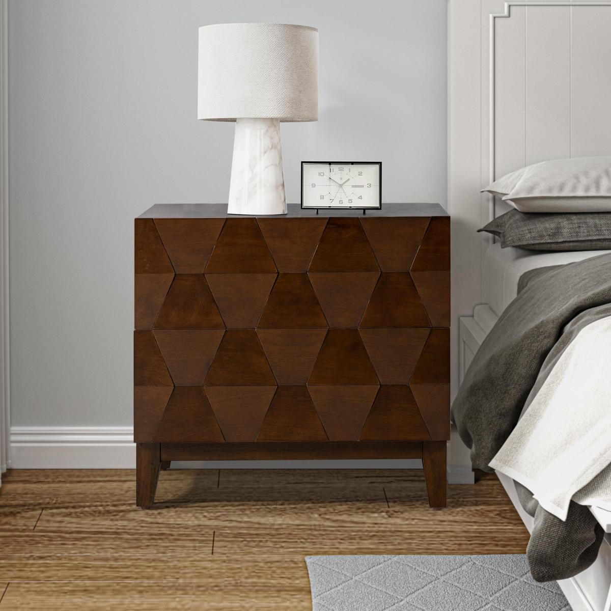 2 - Drawer Nightstand with Built-In Outlets
