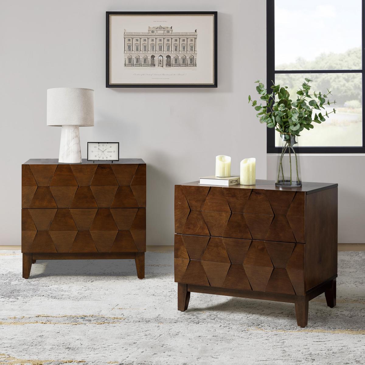 Kamu 2 - Drawer Bedside Table with Built-In Outlets