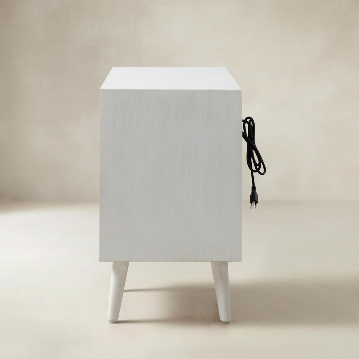 Lilian Mid-Century Bedside Table with Charging Station & Shelf