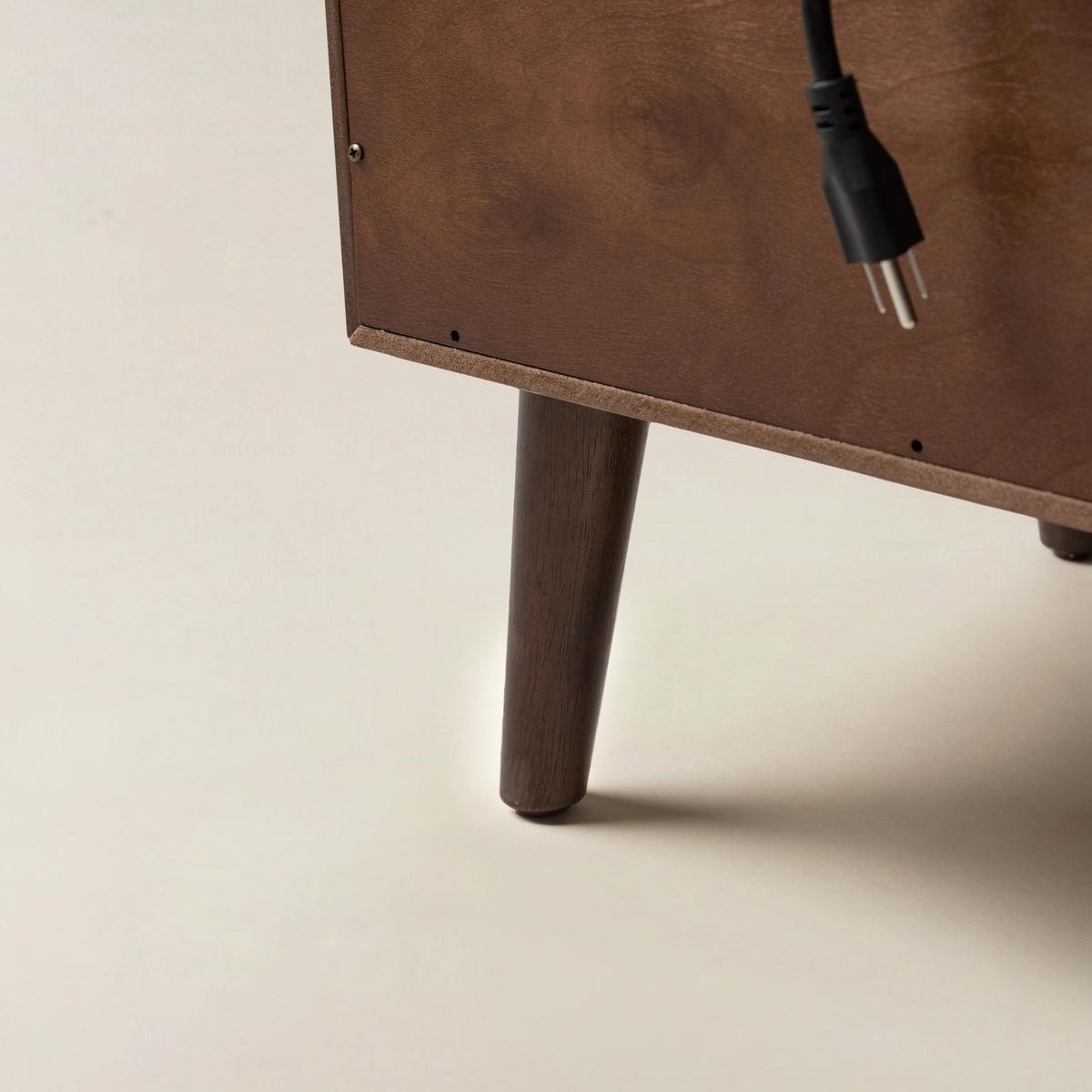 Mid-Century Nightstand with Charging Station & Shelf