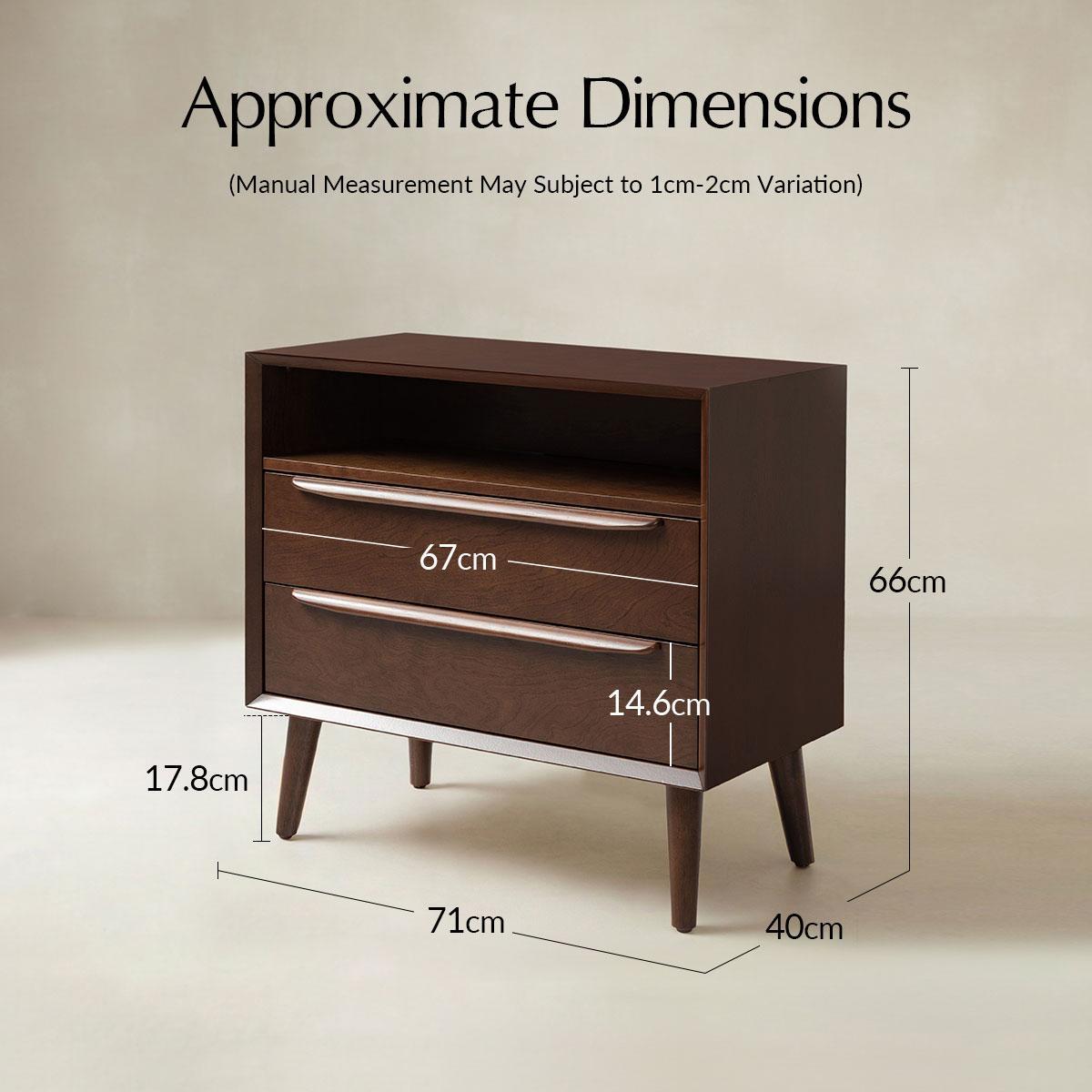 Lilian Mid-Century Bedside Table with Charging Station & Shelf