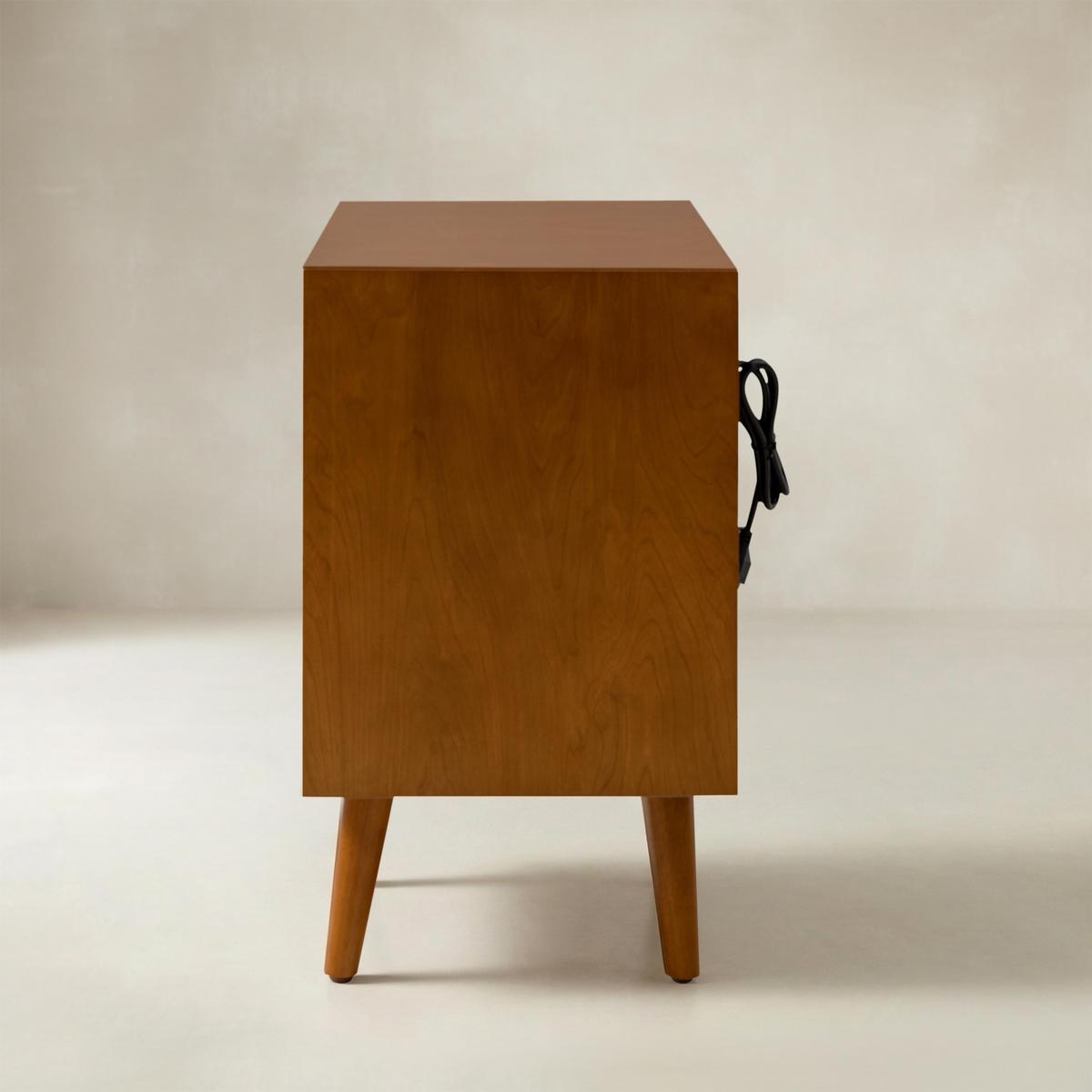 Lilian Mid-Century Bedside Table with Charging Station & Shelf