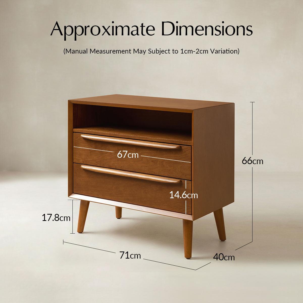 Lilian Mid-Century Bedside Table with Charging Station & Shelf