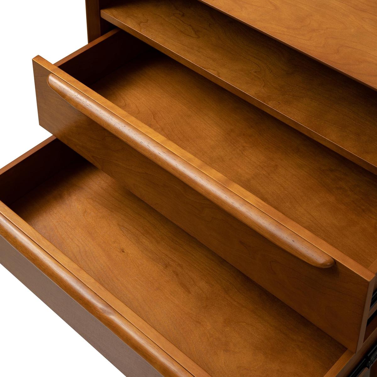 Lilian Mid-Century Bedside Table with Charging Station & Shelf