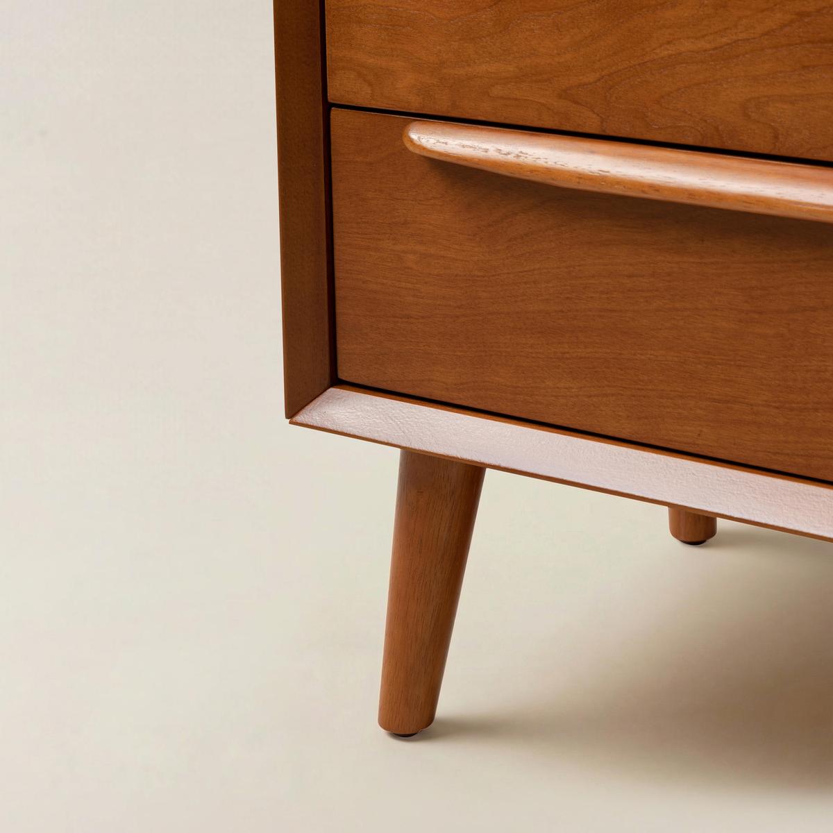 Lilian Mid-Century Bedside Table with Charging Station & Shelf