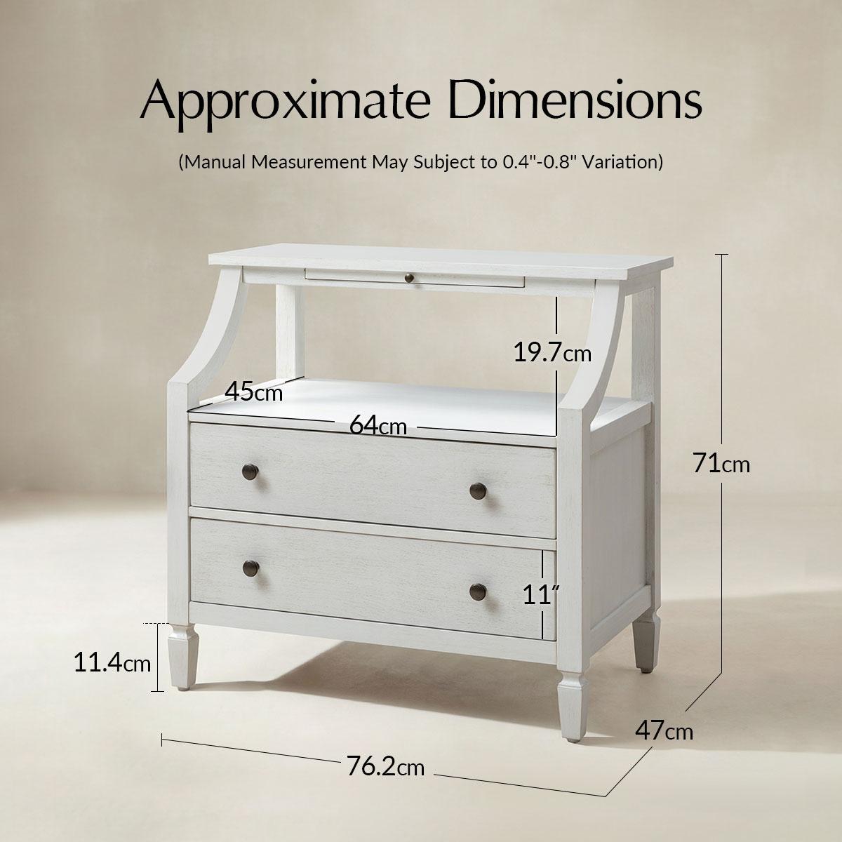 Grace Traditional 2-Drawer Bedside Table with USB & Pullout Tray