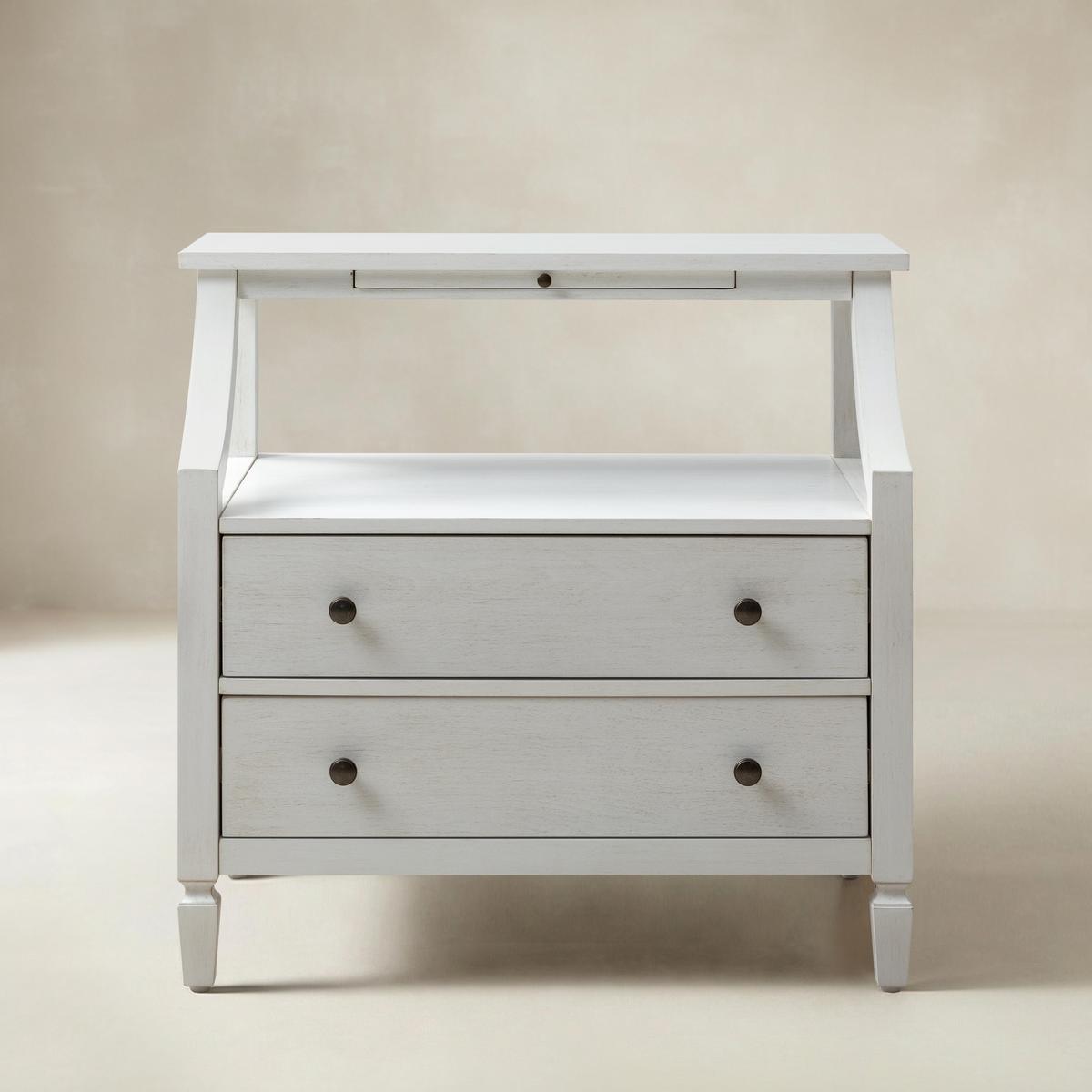 Grace Traditional 2-Drawer Bedside Table with USB & Pullout Tray