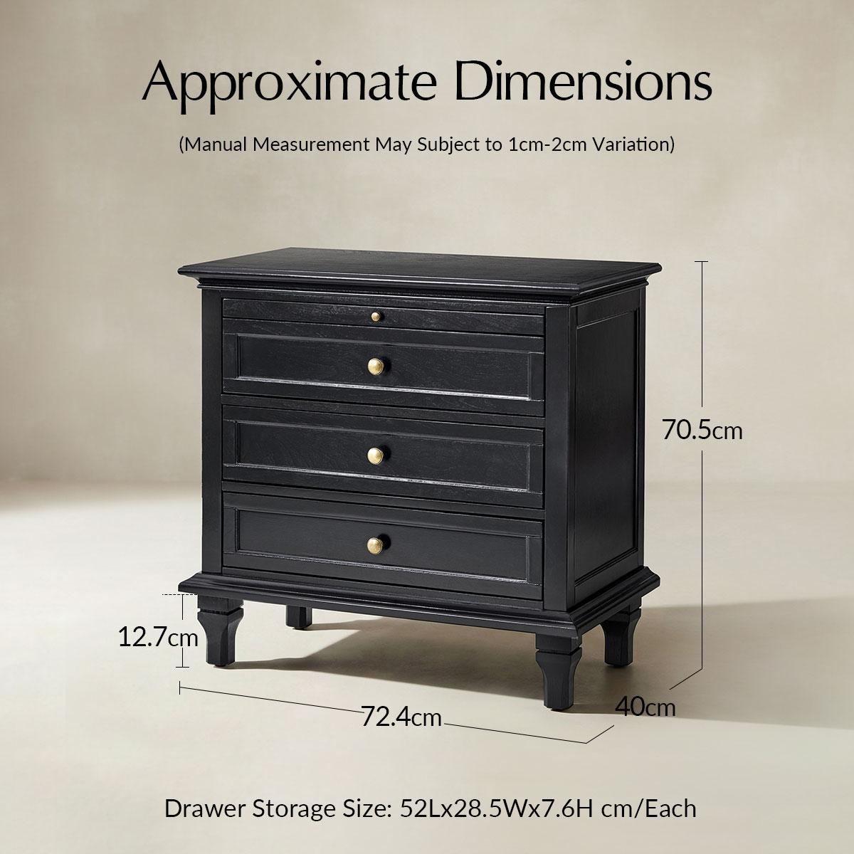 Farmhouse 3-Drawer Nightstand with Shelf & Charging Port