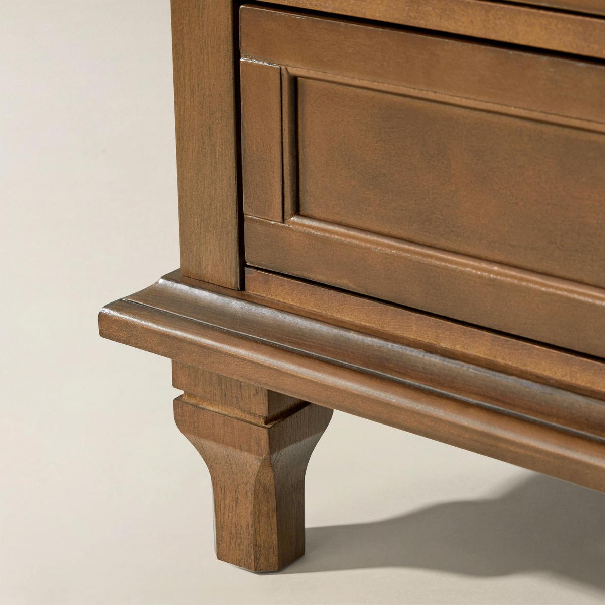 Galatea Farmhouse 3-Drawer Bedside Table with Shelf & Charging Port