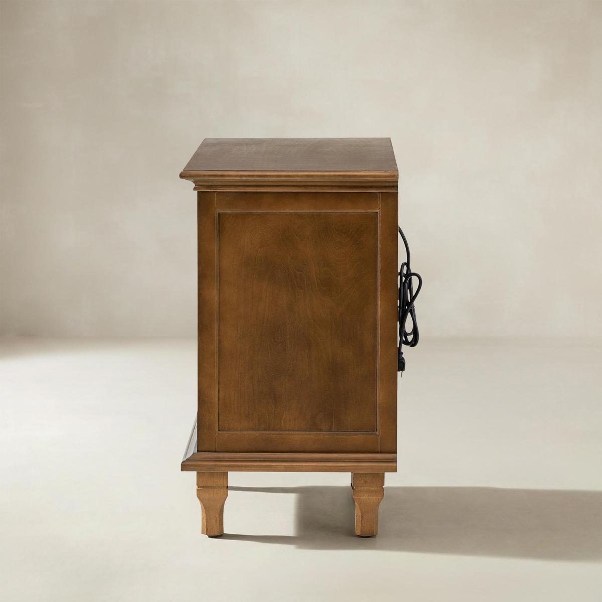 Farmhouse 3-Drawer Nightstand with Shelf & Charging Port