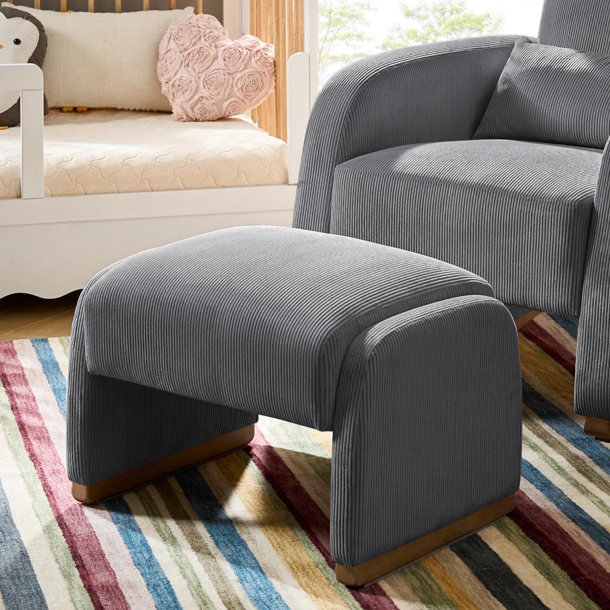Randolph Rounded Modern Design Corduroy Ottoman
